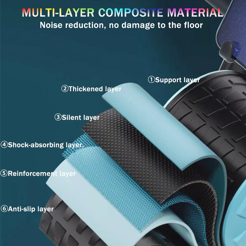 2025 New with Timer Ab Abdominal Exercise Roller Elbow Support, Abs Roller Wheel Core Exercise Equipment, Automatic Rebound Abdominal Wheel(Black)