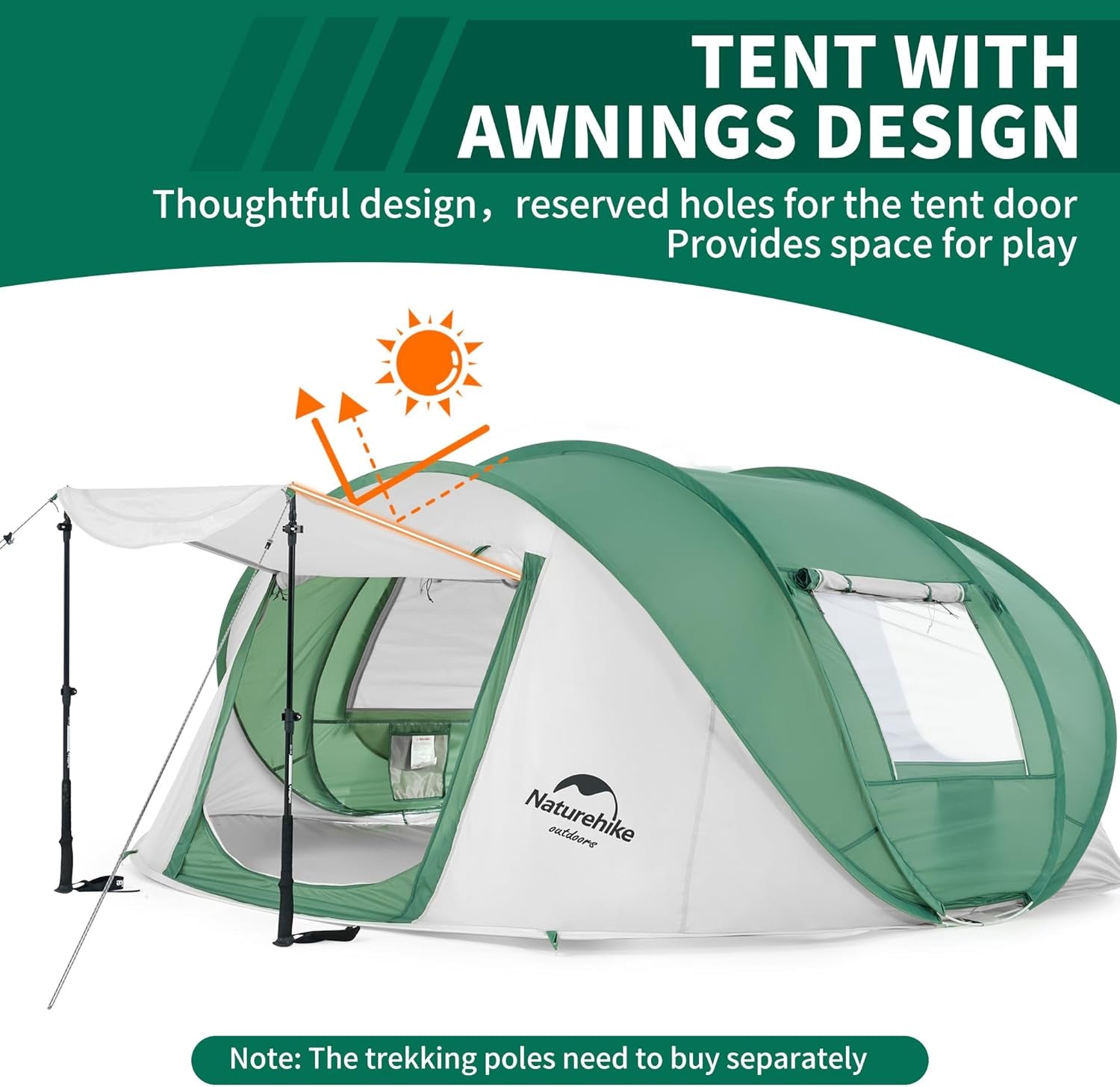 3-4 Person Pop up Tent - Easy Setup Instant Tent for Camping and Hiking