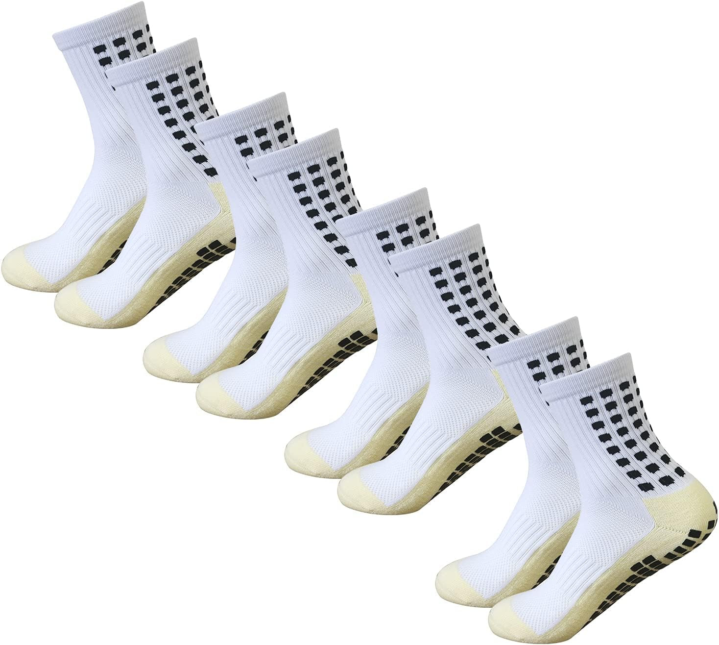 4 Pairs Mens Grip Soccer Socks Non Slip Grippy Women Socks for Football Basketball Sports