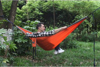 Double Camping Hammock, Lightweight Portable Parachute (2 Tree Straps 16 LOOPS/10 FT Included) 500Lbs Capacity Hammock for Backpacking, Camping, Travel, Beach, Garden