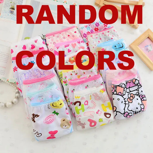 Wholesale(10Pcs/Lot) Cartoon Design Underwear for Children Kid, 100% Cotton Girls Shorts Underpants Knickers, 2 4 6 8 10 Years