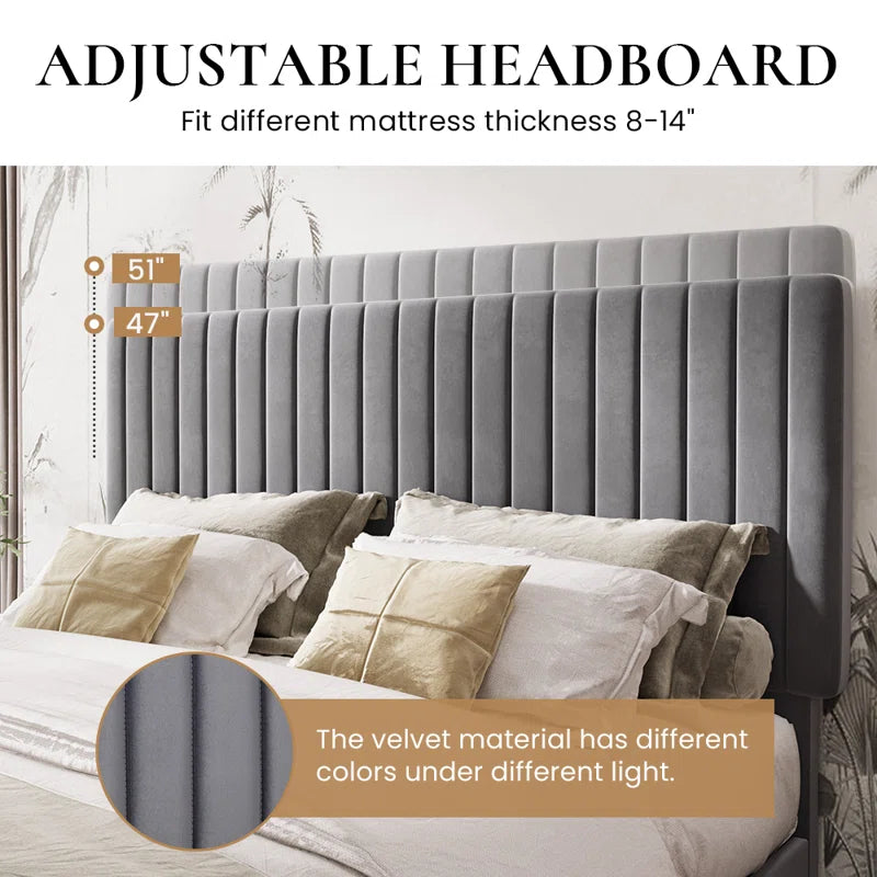 Dunphy Upholstered Platform Bed with Adjustable Headboard