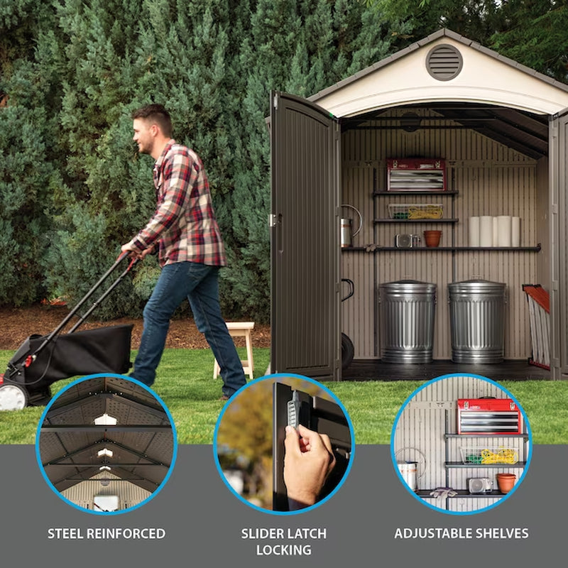 8-Ft X 12-Ft Brown Gable Resin Storage Shed (Floor Included)