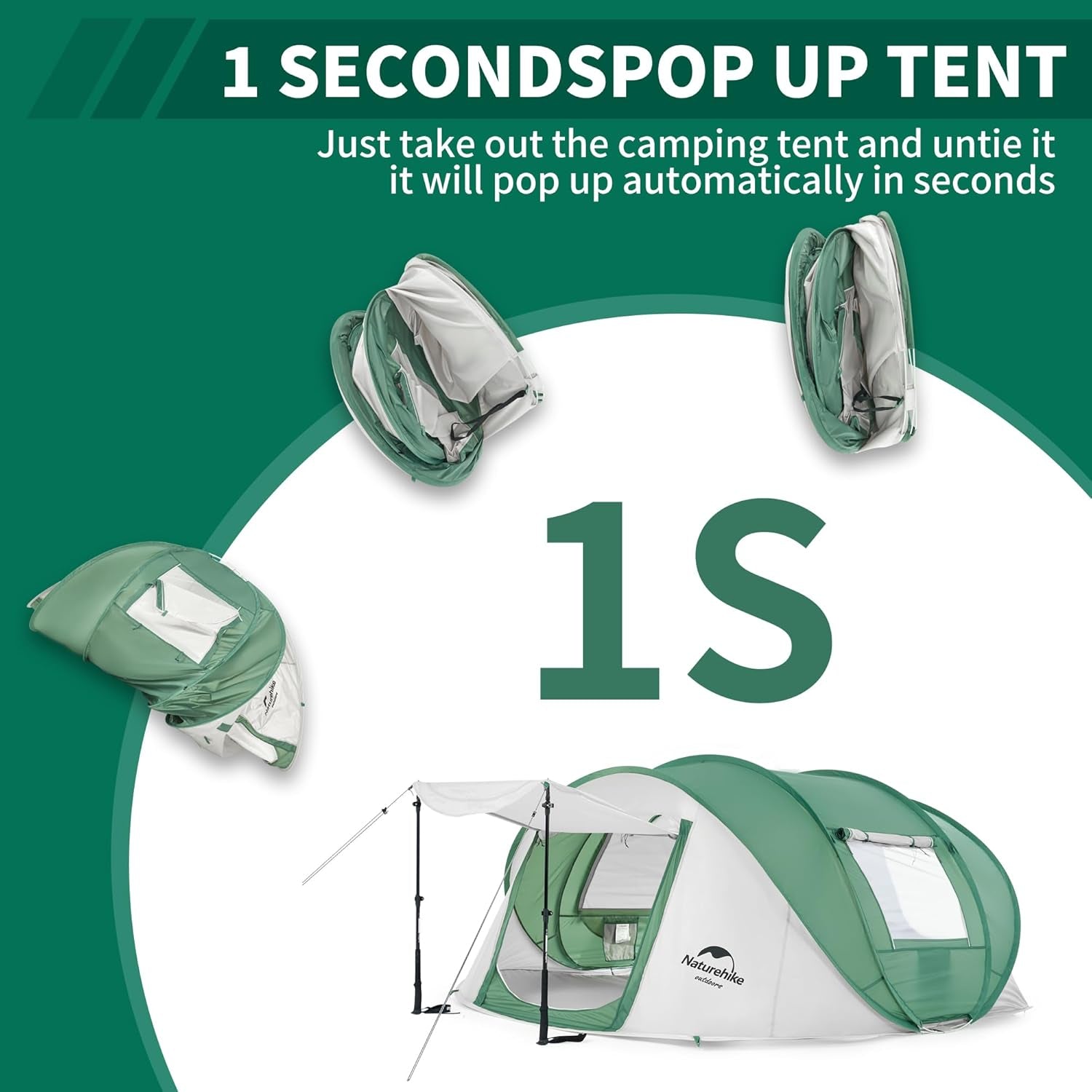3-4 Person Pop up Tent - Easy Setup Instant Tent for Camping and Hiking
