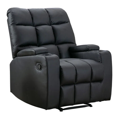 33.5" Wide Modern Faux Leather Soft Backrest Manual Release Recliner Chair with Massage & Storage & Cup Holder (Set of 2)