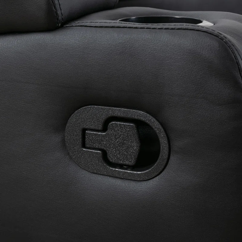 33.5" Wide Modern Faux Leather Soft Backrest Manual Release Recliner Chair with Massage & Storage & Cup Holder (Set of 2)
