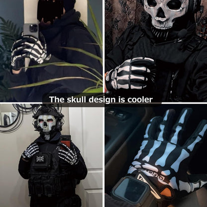 Skeleton Gloves Adjustable Lightweight Racing Skull Sports Work Bone Gloves Anti-Slip Breathable for Men & Women Motorcycle, Cycling, Biking, Workout