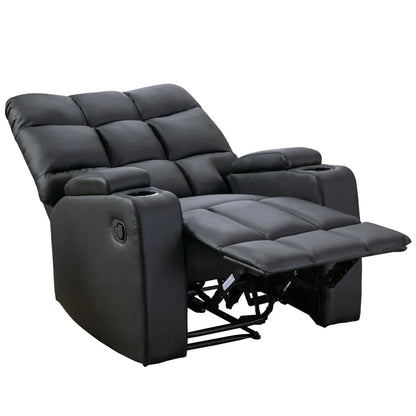33.5" Wide Modern Faux Leather Soft Backrest Manual Release Recliner Chair with Massage & Storage & Cup Holder (Set of 2)