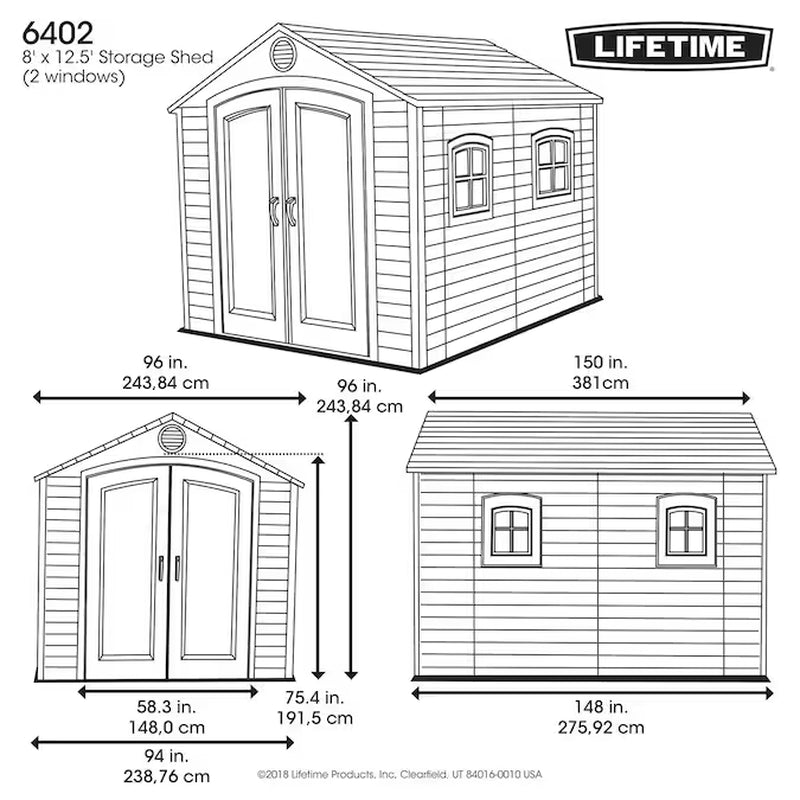 8-Ft X 12-Ft Brown Gable Resin Storage Shed (Floor Included)