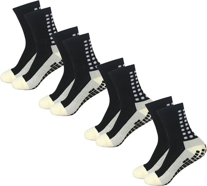 4 Pairs Mens Grip Soccer Socks Non Slip Grippy Women Socks for Football Basketball Sports