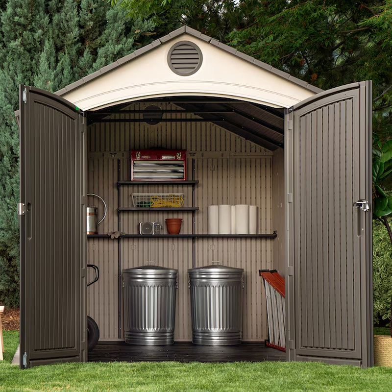 8-Ft X 12-Ft Brown Gable Resin Storage Shed (Floor Included)