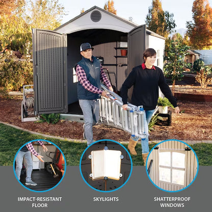 8-Ft X 12-Ft Brown Gable Resin Storage Shed (Floor Included)