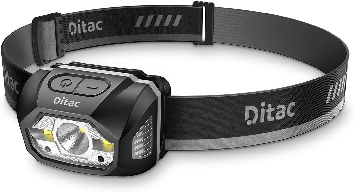 H1 Led Headlamp,Super Bright 440 Lumens Rechargeable Head Light,Ipx6 Waterproof Hurricane Preparedness Head Lamp with Motion Sensor,5 Modes,Adjustable Angle for Camping,Running